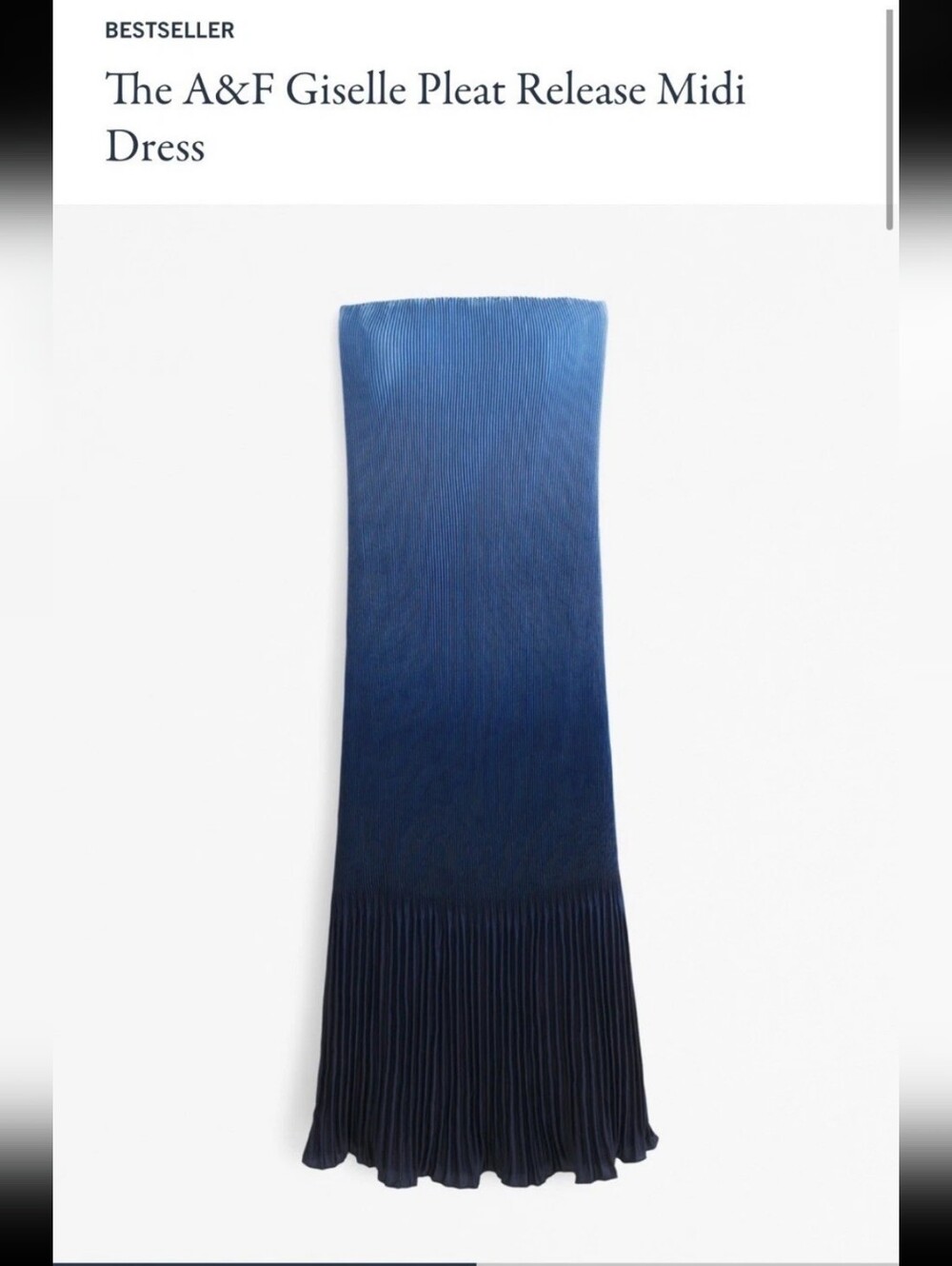Abercrombie & Fitch Giselle Blue Pleated Midi Dress Size Medium